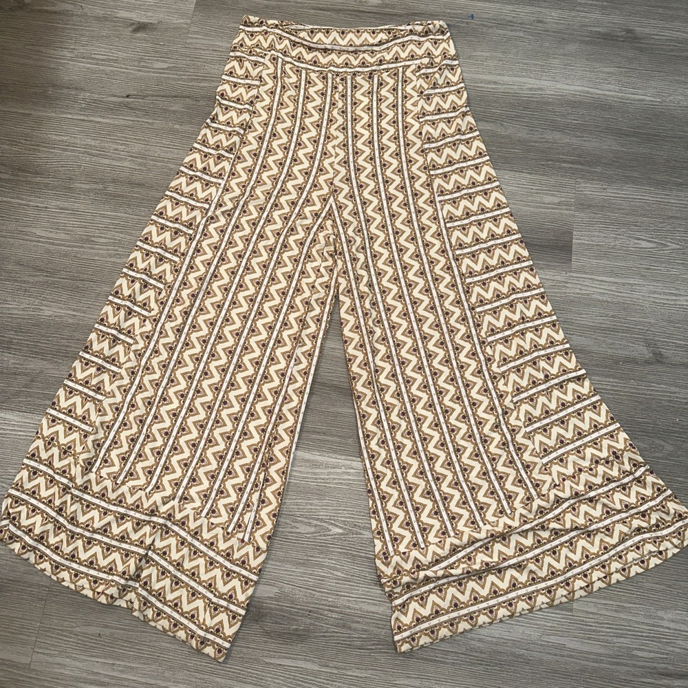 NWT Farm Rio Anthropologie Striped Wide Leg Palazzo Pants Size L High Rise - Picture 2 of 8